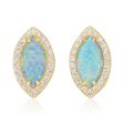 14K Yellow Gold Australian Opal Diamond Earrings Online Sale