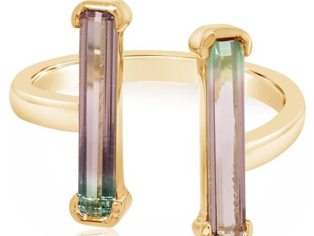 14K Yellow Gold Bi-Color Tourmaline Ring For Discount