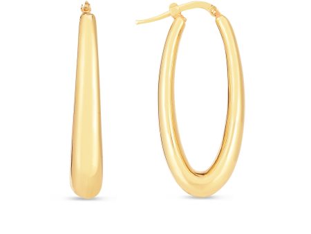 14K Elongated Oval Hoops Cheap