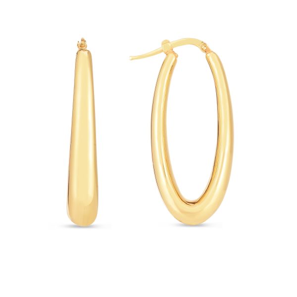 14K Elongated Oval Hoops Cheap