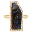 14K Yellow Gold Australian Boulder Opal Diamond Ring For Cheap