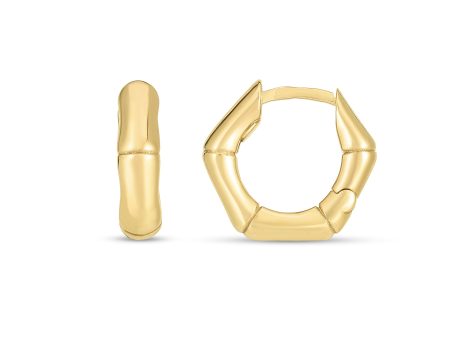 14K Bamboo Huggie Hoops Discount