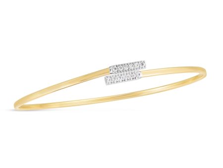 14K Diamond Bypass Bar Bangle For Discount