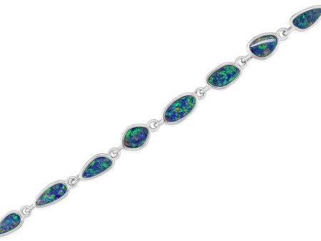 Sterling Silver Australian Opal Doublet Bracelet Fashion