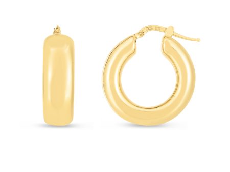 14K Medium Puffy Hoops Cheap