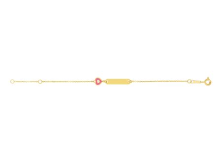 14K Gold Heart ID Bracelet Cheap