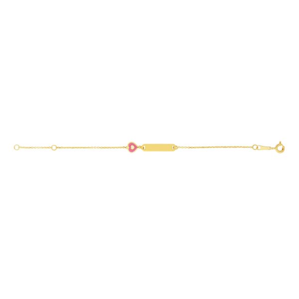 14K Gold Heart ID Bracelet Cheap