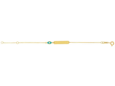 14K Gold Evil Eye ID Bracelet Cheap