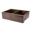 Premier Copper 33 in. Hammered Copper Apron Front 50 50 Double Basin Kitchen Sink (KA50DB33229) Supply