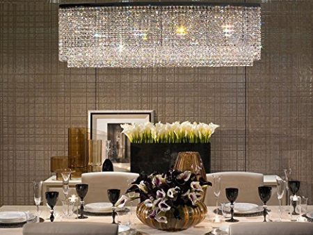 Siljoy Modern Crystal Chandelier Lighting Oval Rectangular Pendant Lights for Dining Room Kitchen Island L 47.3  x W 7.9  x H 16  Sale