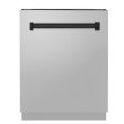 ZLINE Autograph Edition 24 in. Tallac Series 3rd Rack Top Control Built-In Tall Tub Dishwasher in Stainless Steel with Matte Black Handle, 51dBa (DWVZ-304-24-MB) Hot on Sale