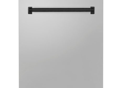 ZLINE Autograph Edition 24 in. Tallac Series 3rd Rack Top Control Built-In Tall Tub Dishwasher in Stainless Steel with Matte Black Handle, 51dBa (DWVZ-304-24-MB) Hot on Sale