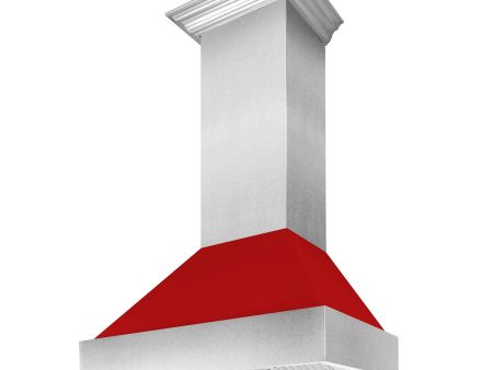 ZLINE Ducted Fingerprint Resistant Stainless Steel Range Hood with Red Matte Shell (8654RM) Sale