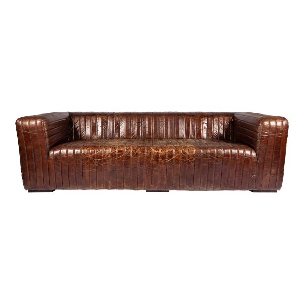 Moe s Home Collection Castle Sofa Cappuccino Brown Leather For Discount