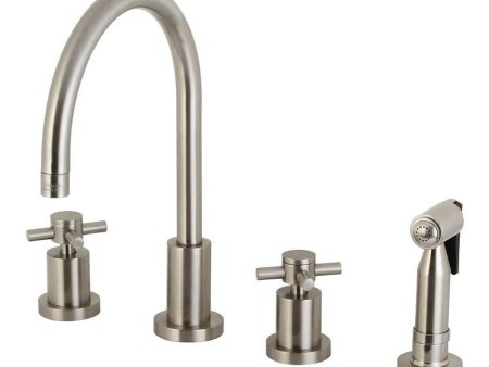 Kingston Brass 8  Widespread Kitchen Faucet with Brass Sprayer Discount