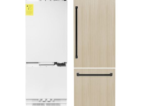 ZLINE Autograph Edition 30 in. 16.1 cu. ft. Panel Ready Built-In Bottom Freezer Refrigerator with Water Dispenser and Ice Maker with Matte Black Accents (RBIVZ-30-MB) Fashion