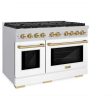 ZLINE Autograph Edition 48 in. 6.7 cu. ft. Paramount Double Oven Gas Range with 8 Burner Cooktop in Stainless Steel with White Matte Doors and Champagne Bronze Accents (SGRZ-WM-48-CB) Supply