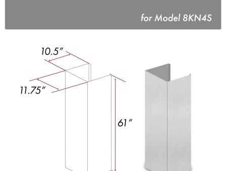 ZLINE 61 in. DuraSnow Stainless Steel Chimney Extension for Ceilings up to 12.5 ft. (8KN4S-E) For Sale