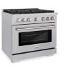 ZLINE 36 in. 5.2 cu. ft. Paramount Gas Range with Convection Gas Oven in DuraSnow® Stainless Steel with 6 Brass Burners (SGRS-BR-36) Hot on Sale