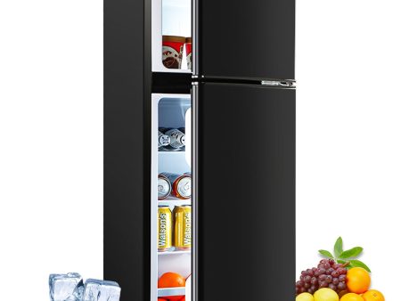 Mini Fridge with Freezer, 3.5 Cu.Ft Compact Refrigerator with Freezer, 7-level Thermostat & Removable Partition, Low-noise 2 Door Small Fridge for Office, Room, Rv, Corner, Black on Sale