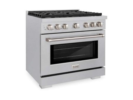 ZLINE 36 in. 5.2 cu. ft. Paramount Gas Range with Convection Gas Oven in DuraSnow® Stainless Steel with 6 Brass Burners (SGRS-BR-36) Hot on Sale