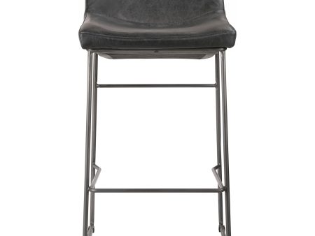 Moe s Home Collection Set of Two Starlet Counter Stool Onyx Black Leather For Cheap