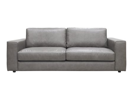 Moe s Home Collection Hansen Leather Sofa Concrete Gray Supply