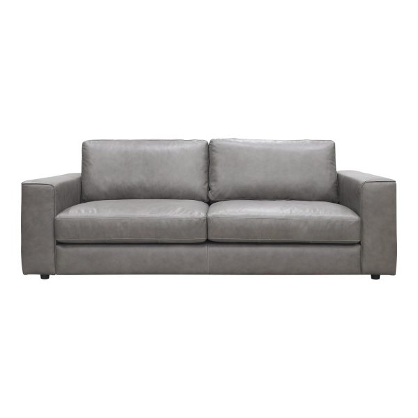 Moe s Home Collection Hansen Leather Sofa Concrete Gray Supply