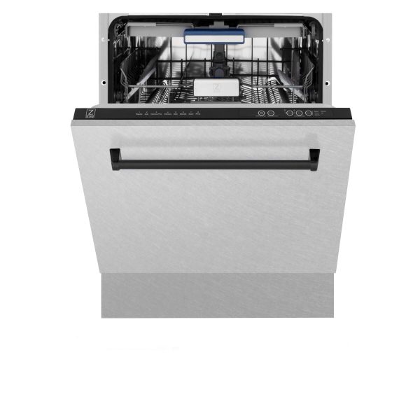 ZLINE Autograph Edition 24 in. Tallac Series 3rd Rack Top Control Built-In Tall Tub Dishwasher in Fingerprint Resistant Stainless Steel with Matte Black Handle, 51dBa (DWVZ-SN-24-MB) Discount