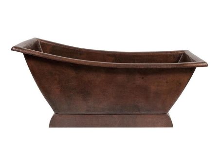 Premier Copper 67 in. Hammered Copper Canoa Single Slipper Bathtub (BTSC67DB) on Sale