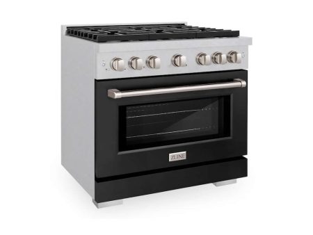 ZLINE 36 in. 5.2 cu. ft. Paramount Gas Range with 6 Burner Cooktop and Convection Gas Oven in DuraSnow® Stainless Steel with Black Matte Door (SGRS-BLM-36) on Sale