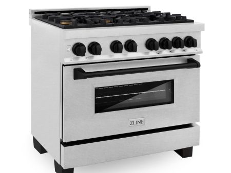 ZLINE Autograph Edition 36 in. 4.6 cu. ft. Legacy Dual Fuel Range with 6 Burner Gas Cooktop and Electric Convection Oven in DuraSnow® Stainless Steel and Matte Black Accents (RASZ-SN-36-MB) Online