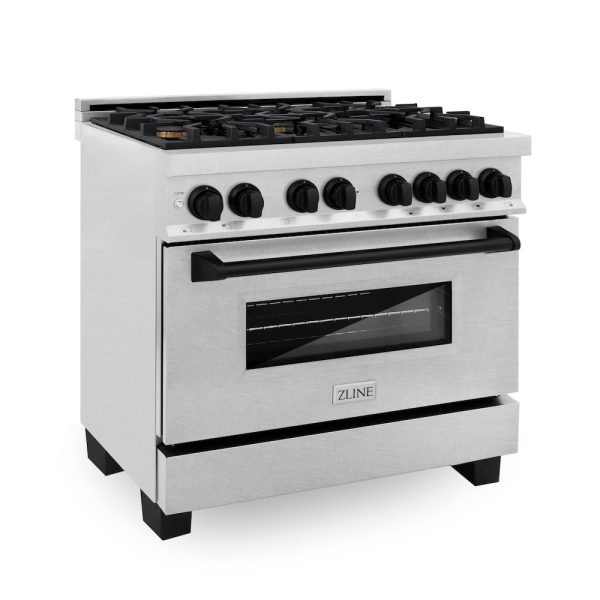 ZLINE Autograph Edition 36 in. 4.6 cu. ft. Legacy Dual Fuel Range with 6 Burner Gas Cooktop and Electric Convection Oven in DuraSnow® Stainless Steel and Matte Black Accents (RASZ-SN-36-MB) Online