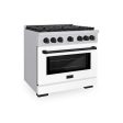 ZLINE Autograph Edition 36 in. 5.2 cu. ft. Paramount Gas Range with 6 Burner Cooktop and Convection Gas Oven in Stainless Steel with White Matte Door and Matte Black Accents (SGRZ-WM-36-MB) Online Hot Sale