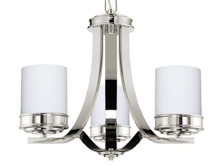 Langdon Mills Lighting Abbey Polished Nickel 3-Light Chandelier White Opal Glass Shades 19-inch Supply