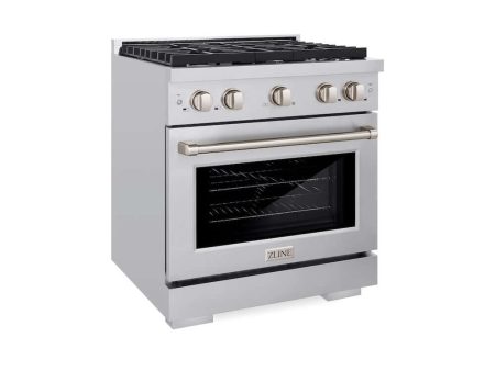 ZLINE 30 in. 4.2 cu. ft. Paramount Gas Range with Convection Gas Oven in Stainless Steel with 4 Brass Burners (SGR-BR-30) Sale