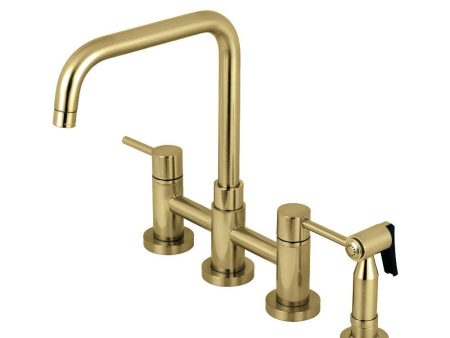 Kingston Brass Concord Two-Handle Bridge Kitchen Faucet with Brass Sprayer For Discount