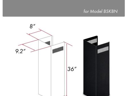 ZLINE 1-36 in. Chimney Extension for 9 ft. to 10 ft. Ceilings in Black Stainless (1PCEXT-BSKBN) For Sale