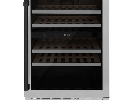 ZLINE Autograph Edition 24 in. Monument Dual Zone 44-Bottle Wine Cooler in Stainless Steel with Matte Black Accents (RWVZ-UD-24-MB) Online