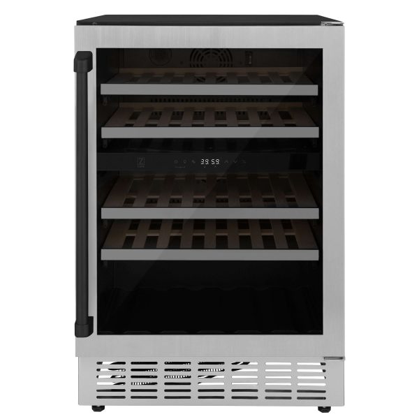 ZLINE Autograph Edition 24 in. Monument Dual Zone 44-Bottle Wine Cooler in Stainless Steel with Matte Black Accents (RWVZ-UD-24-MB) Online