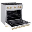 ZLINE Autograph Edition 30 in. 4.2 cu. ft. Paramount Gas Range with 4 Burner Cooktop and Convection Gas Oven in Stainless Steel with White Matte Door and Champagne Bronze Accents (SGRZ-WM-30-CB) Online Hot Sale