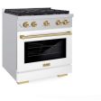 ZLINE Autograph Edition 30 in. 4.2 cu. ft. Paramount Gas Range with 4 Burner Cooktop and Convection Gas Oven in Stainless Steel with White Matte Door and Champagne Bronze Accents (SGRZ-WM-30-CB) Online Hot Sale