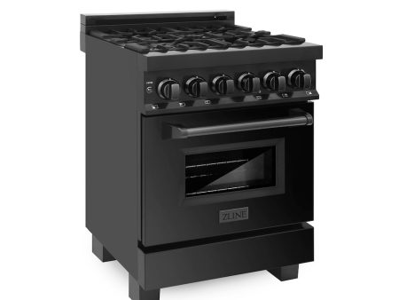 ZLINE 24 in. 2.8 cu. ft. Legacy Dual Fuel Range with 4 Burner Gas Cooktop and Electric Convection Oven in Black Stainless Steel (RAB-24) Online now