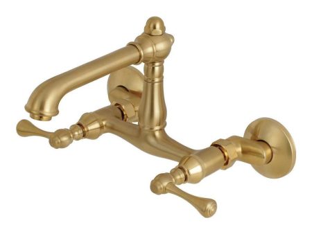 Kingston Brass English Country 6-Inch Adjustable Center Wall Mount Kitchen Faucet - Lever Handle Online