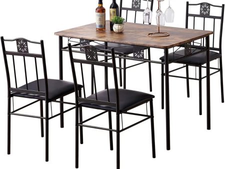 VECELO Small Dining Table Set for 2, 3 Piece Kitchen Bar Dinette Square, with PU Padded Chairs, Retro-Brown Supply