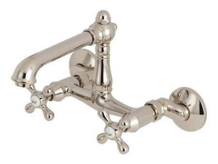 Kingston Brass English Country 6-Inch Adjustable Center Wall Mount Kitchen Faucet - Cross Handle Online Sale