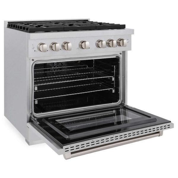 ZLINE 36 in. 5.2 cu. ft. Paramount Gas Range with Convection Gas Oven in DuraSnow® Stainless Steel with 6 Brass Burners (SGRS-BR-36) Hot on Sale