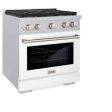 ZLINE 30 in. 4.2 cu. ft. Paramount Gas Range with 4 Burner Cooktop and Convection Gas Oven in DuraSnow® Stainless Steel with White Matte Door (SGRS-WM-30) Hot on Sale