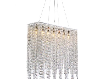 7PM Modern Rectangle Island Crystal Chandelier Pendant Lamp Light Fixture 7 Lights Required for Dining Room Kitchen Flush Mount L32  x W9.5  x H32  Cheap