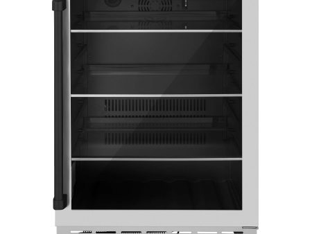 ZLINE Autograph Edition 24 in. Monument 154 Can Beverage Fridge in Stainless Steel with Matte Black Accents (RBVZ-US-24-MB) Online Hot Sale